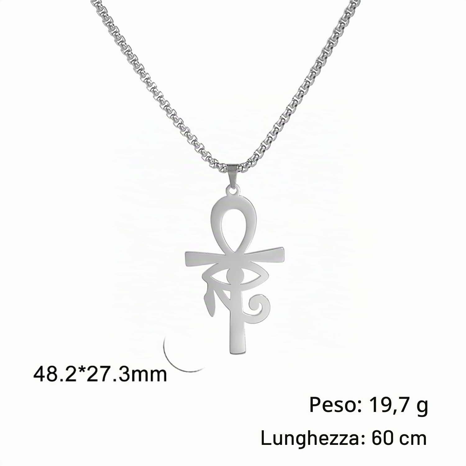 EUEAVAN Croce Ankh Occhio Horus Collana argento amuleto