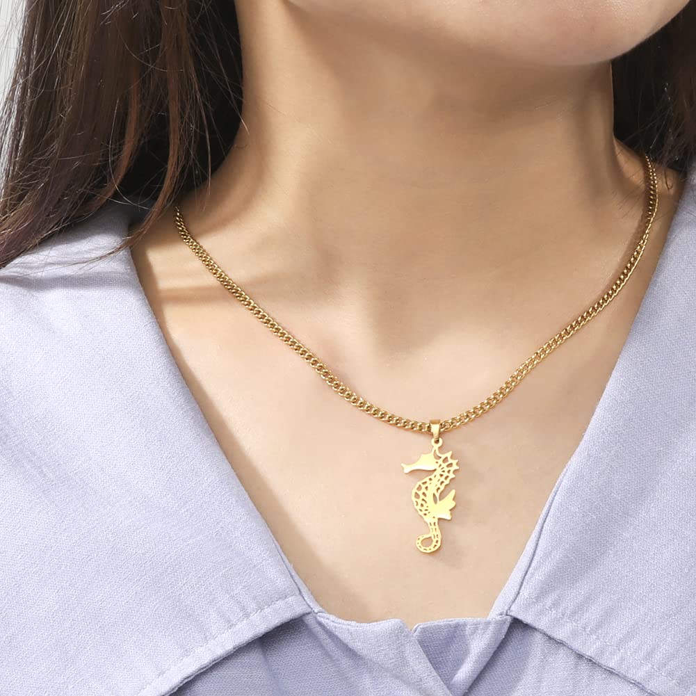 Eueavan Necklaces collana cavalluccio marino oro