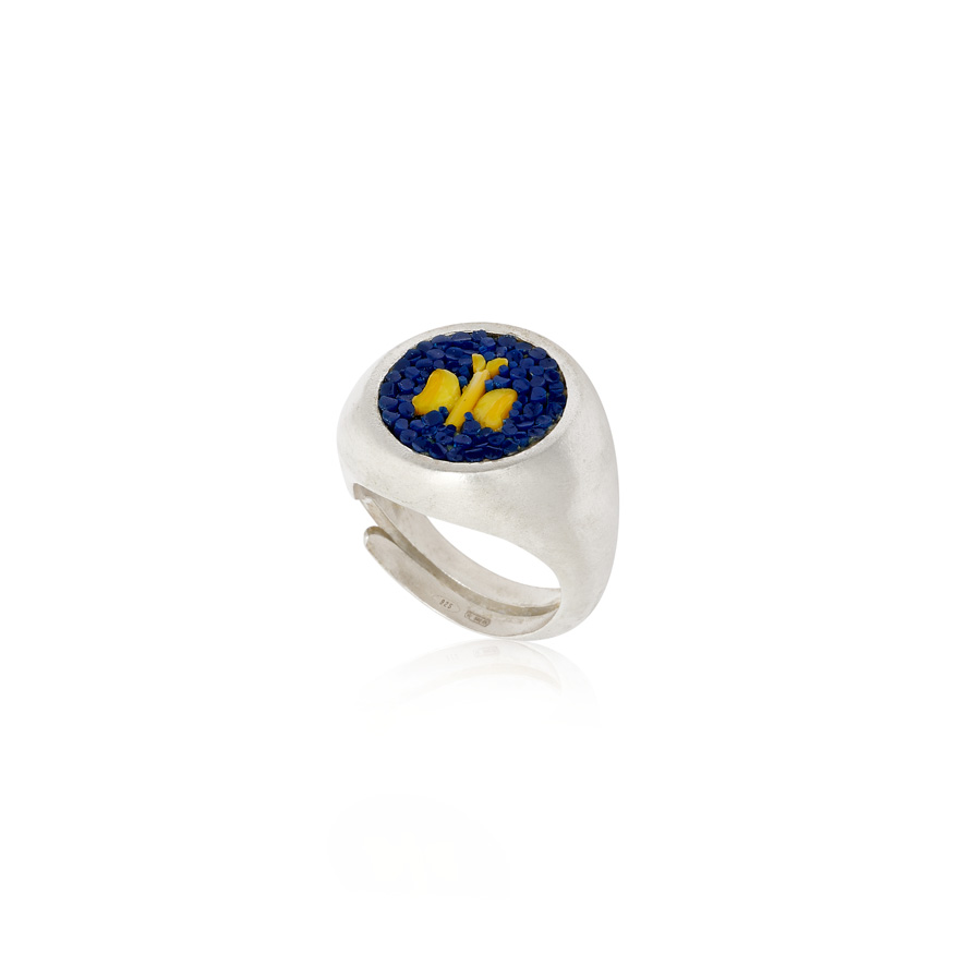 Le Sibille Farfalla Anello Argento 925 Mosaico Regolabile