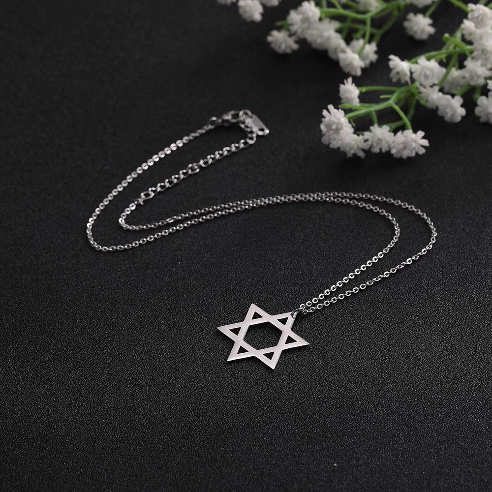 Eueavan Necklaces collana stella David argento acciaio