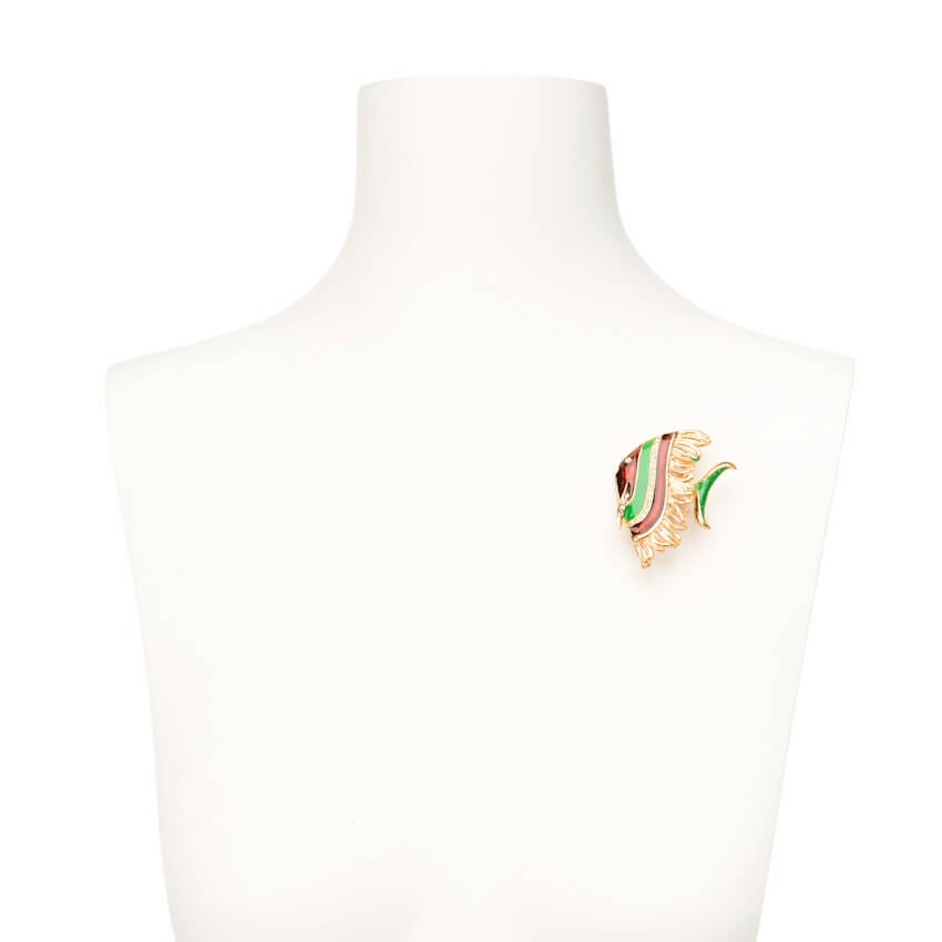 Chic Ad Hoc Spilla pesce angelo oro verde marrone