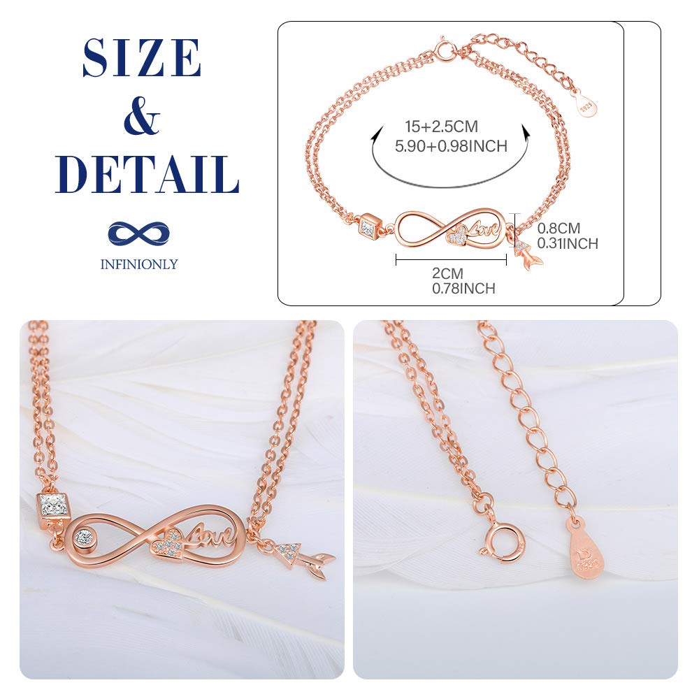Infinionly Fashion bracciale infinito rose gold argento 925