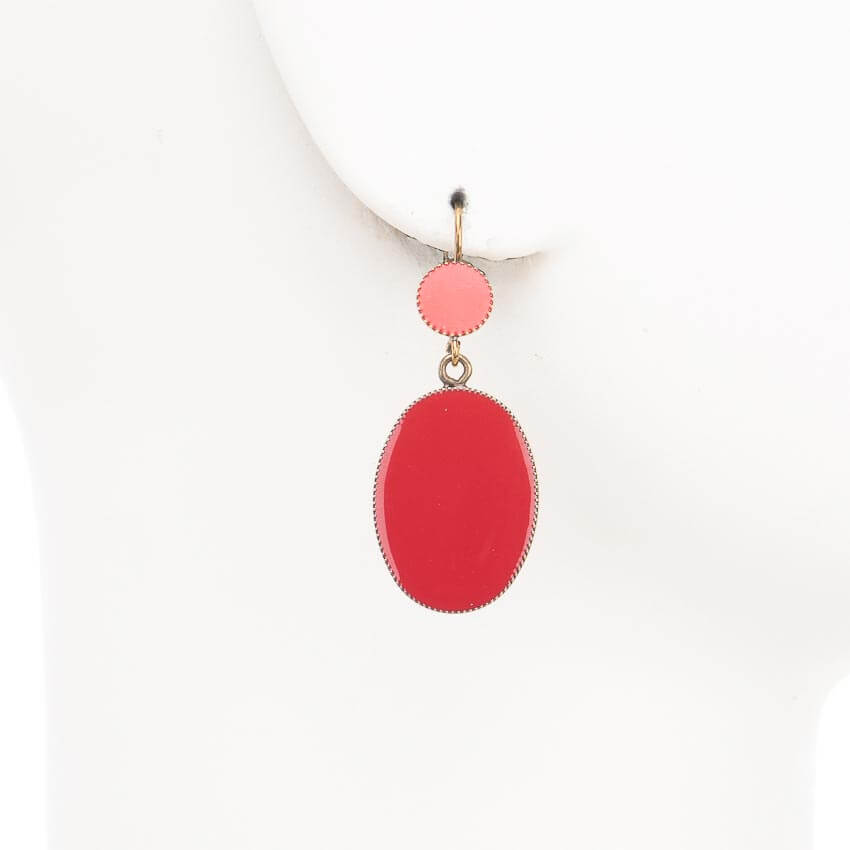 Chic Ad Hoc Orecchini monachella ovale smalto rosso rosa