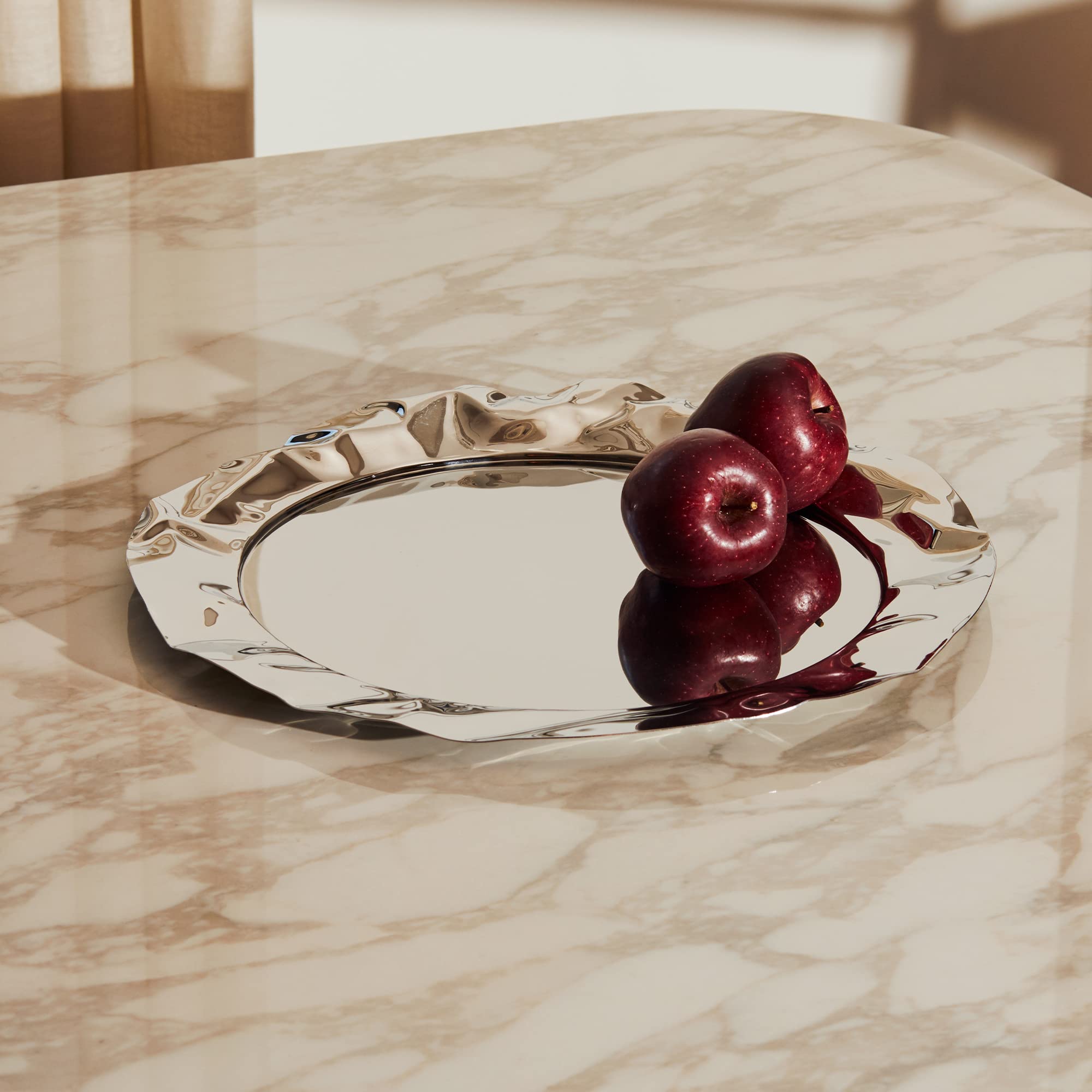 Alessi Foix 90039 Vassoio Acciaio 44 cm Bordo Ondulato