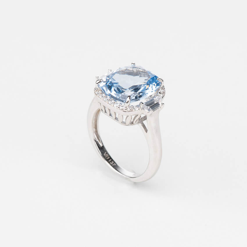 Chic Ad Hoc Anello argento spinello acquamarina
