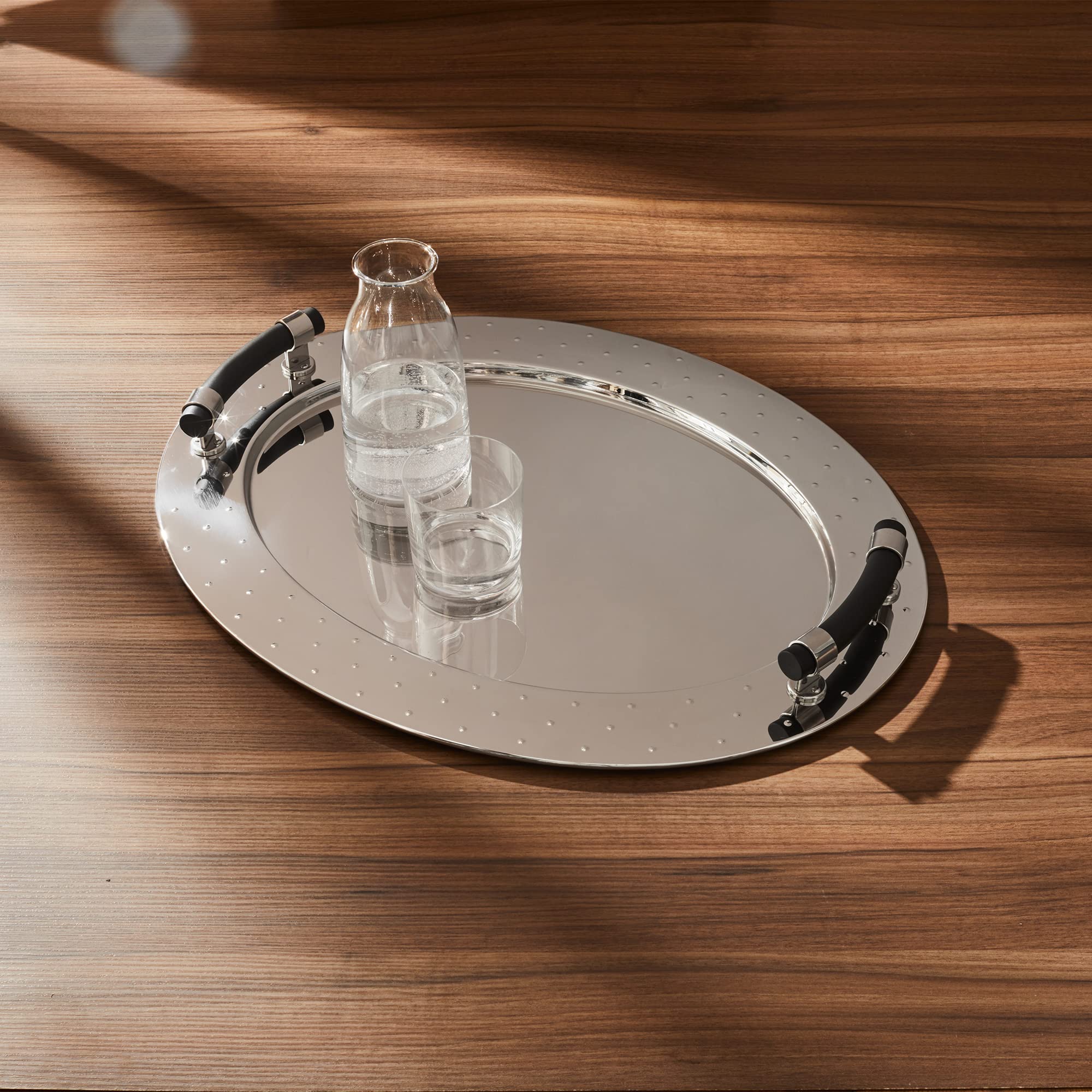Alessi MG09 vassoio ovale acciaio lucido 58 cm nero