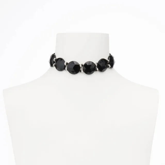 Chic Ad Hoc Collarino Choker Nero e Argento Collana