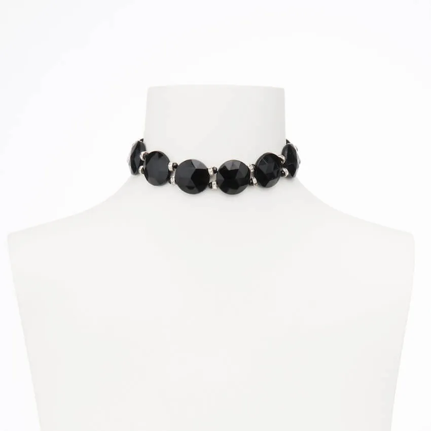 Chic Ad Hoc Collarino Choker Nero e Argento Collana