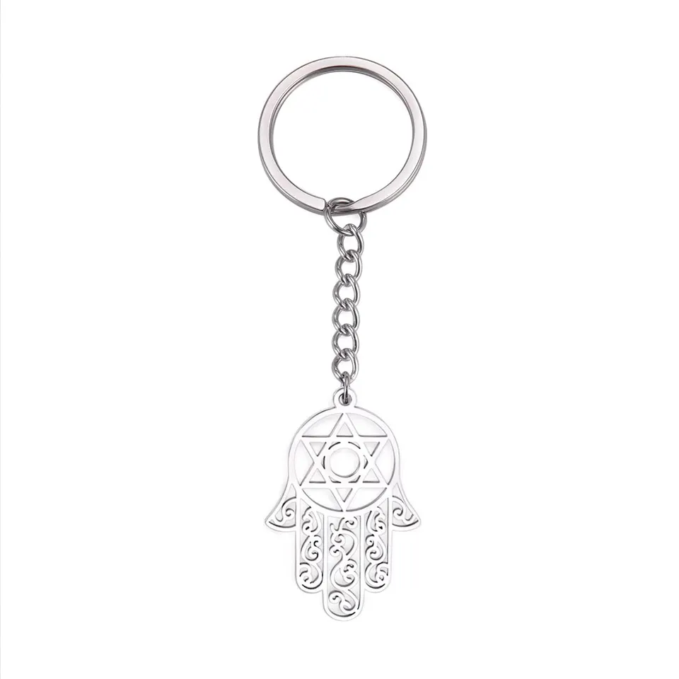 EUEAVAN Keyrings portachiavi hamsa mano fatima argento