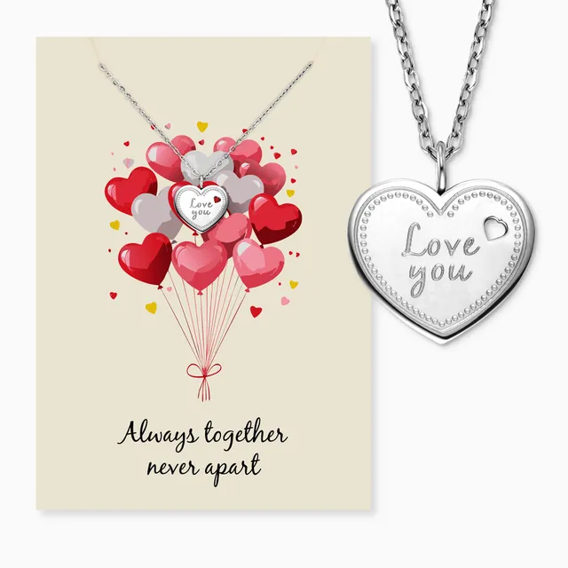 MySteel Love You Collana Acciaio Cuore con Biglietto