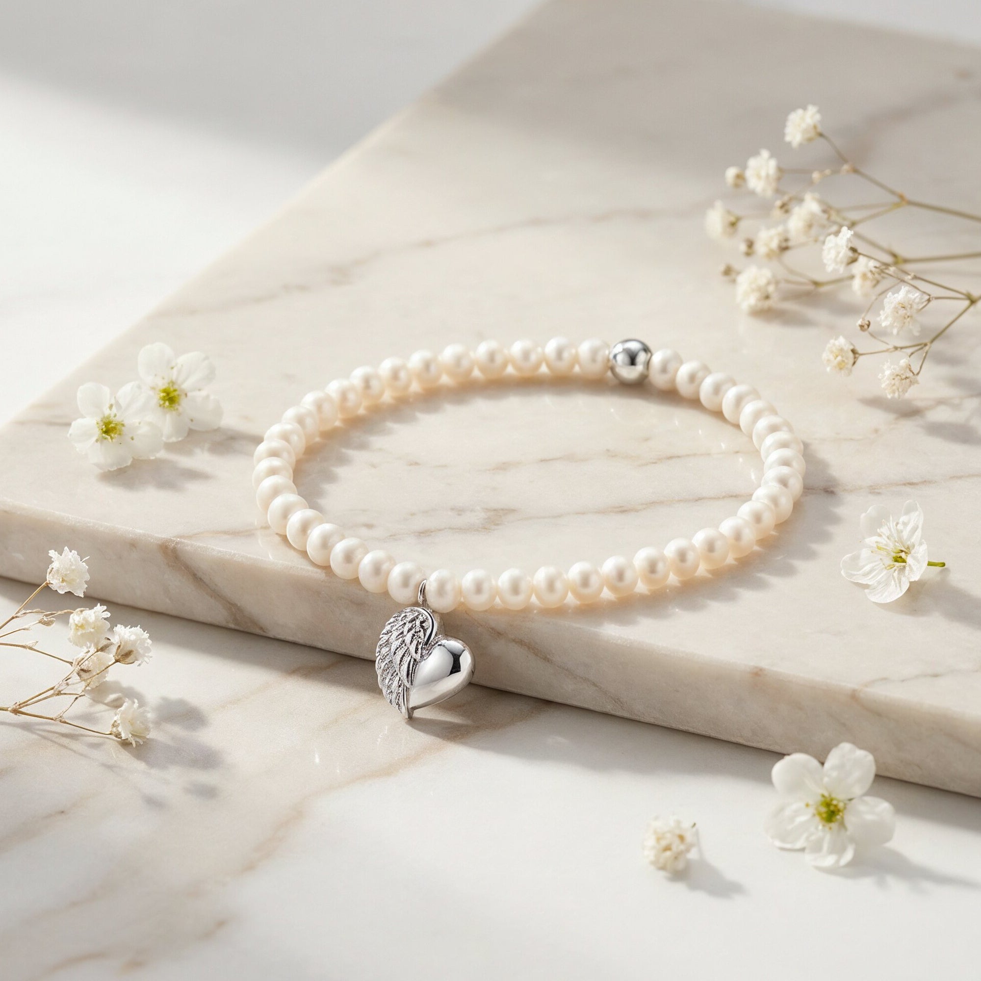 Engelsrufer Bracciale Perle Cuore Ali Argento 925