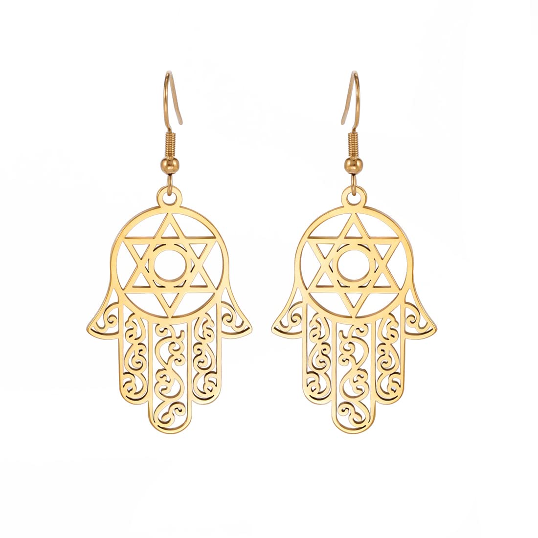 EUEAVAN Earrings Orecchini Hamsa oro amuleto protezione