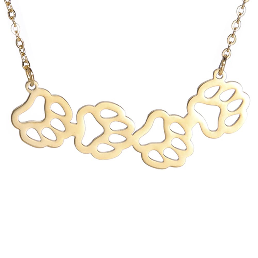 Eueavan Collana Zampa Cane Ciondolo 45+5 cm Argento