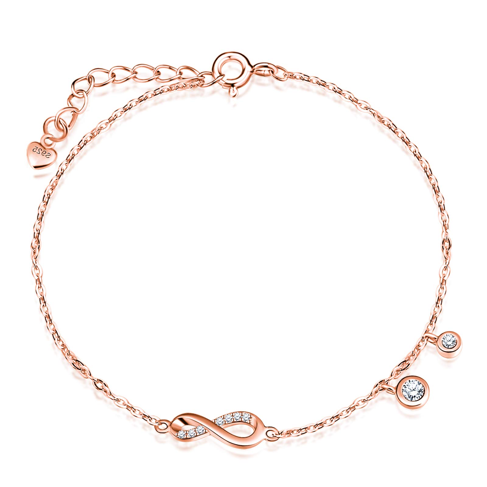 INFINIONLY Fashion Bracelets bracciale infinito oro rosa argento 925