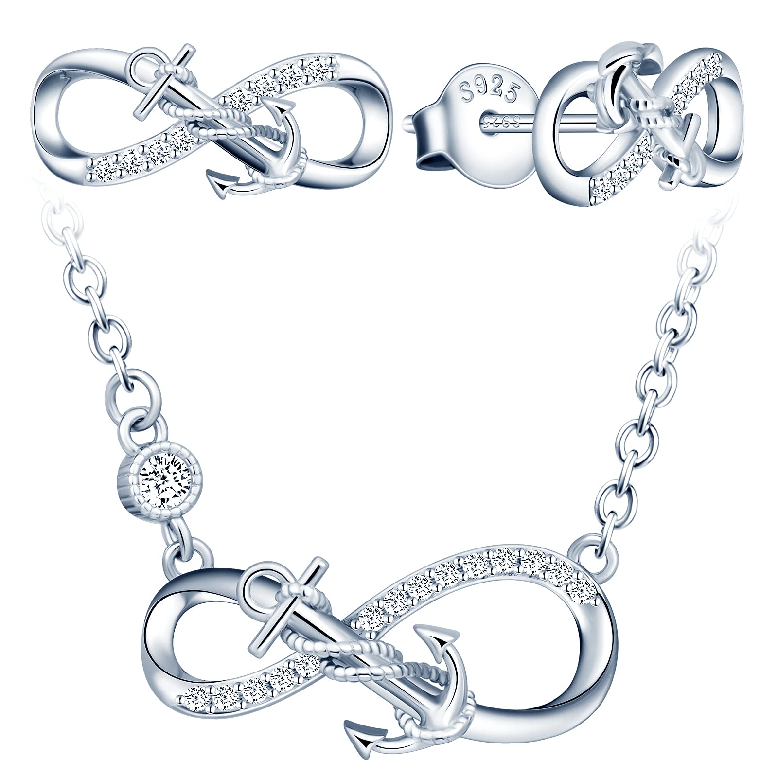 Infinionly Parure Set Gioielli Infinito Ancora B Argento