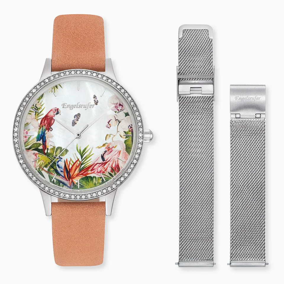Engelsrufer Paradise Set Orologio Zirconi Corallo