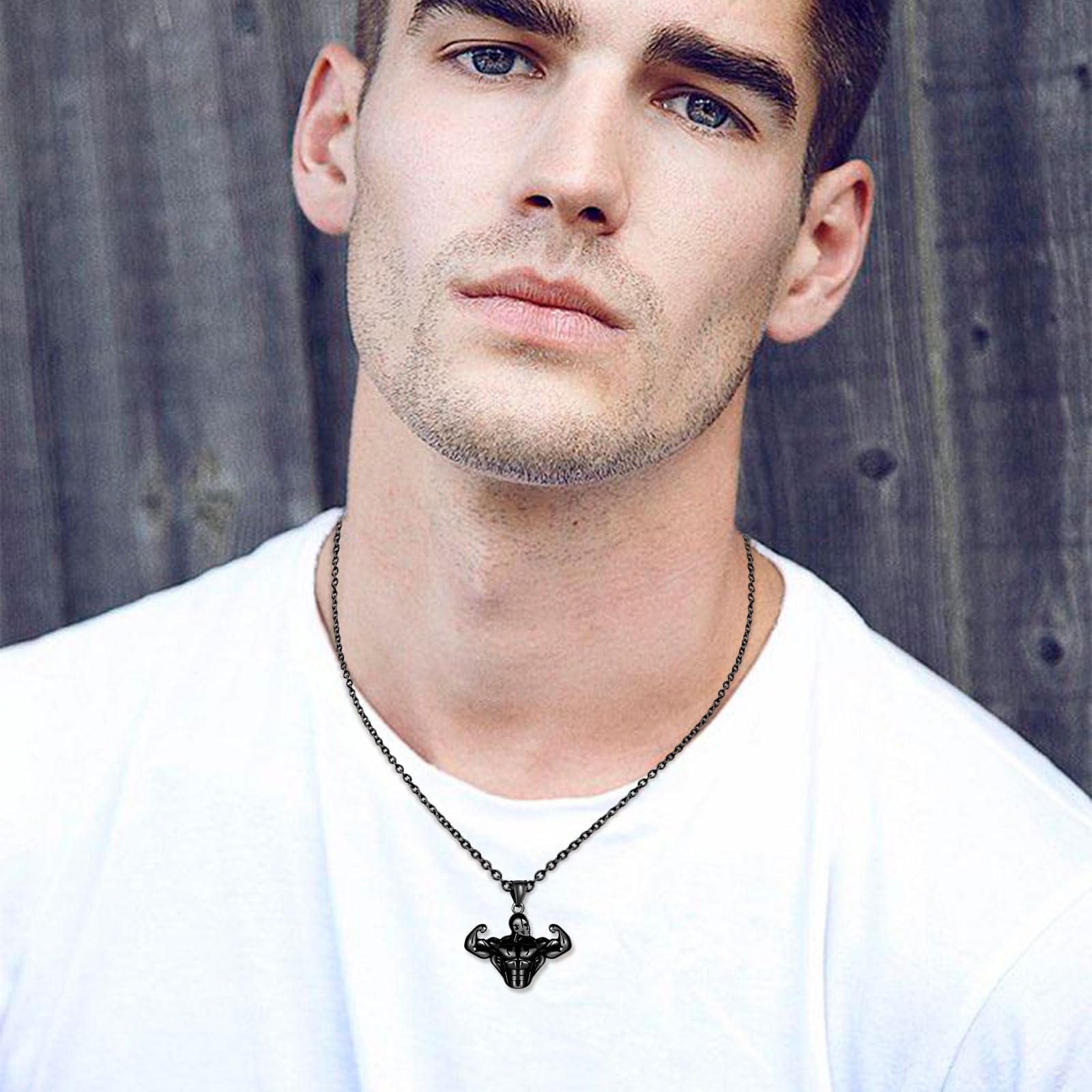 INFINIONLY Fashion Necklaces collana uomo bodybuilding nera