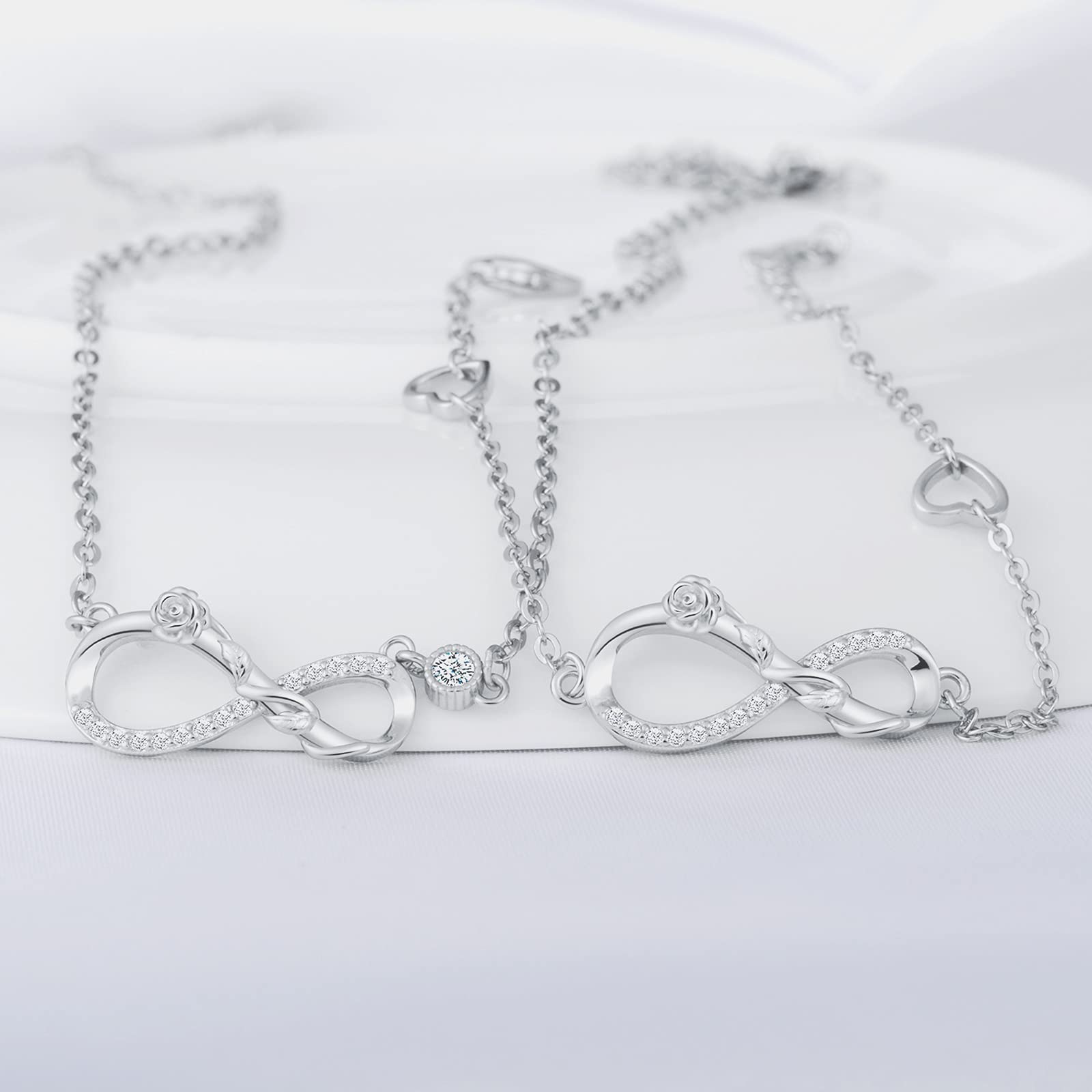 INFINIONLY Fashion Necklaces parure collana bracciale fiore rosa