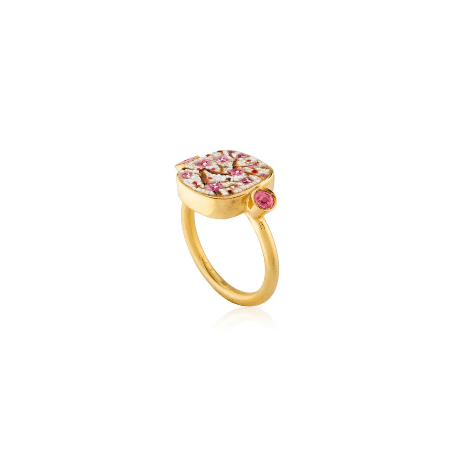Le Sibille Cherry Blossom Anello Oro Zaffiri Rosa