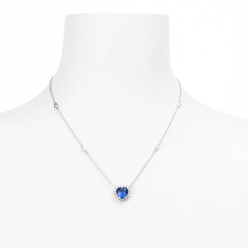 Chic Ad Hoc Collana girocollo argento zirconi cuore blu