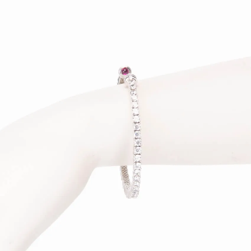 Chic Ad Hoc Bracciale tennis semirigido zirconi rubino