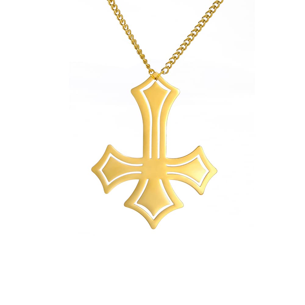 EUEAVAN collana croce invertita acciaio argento diamante
