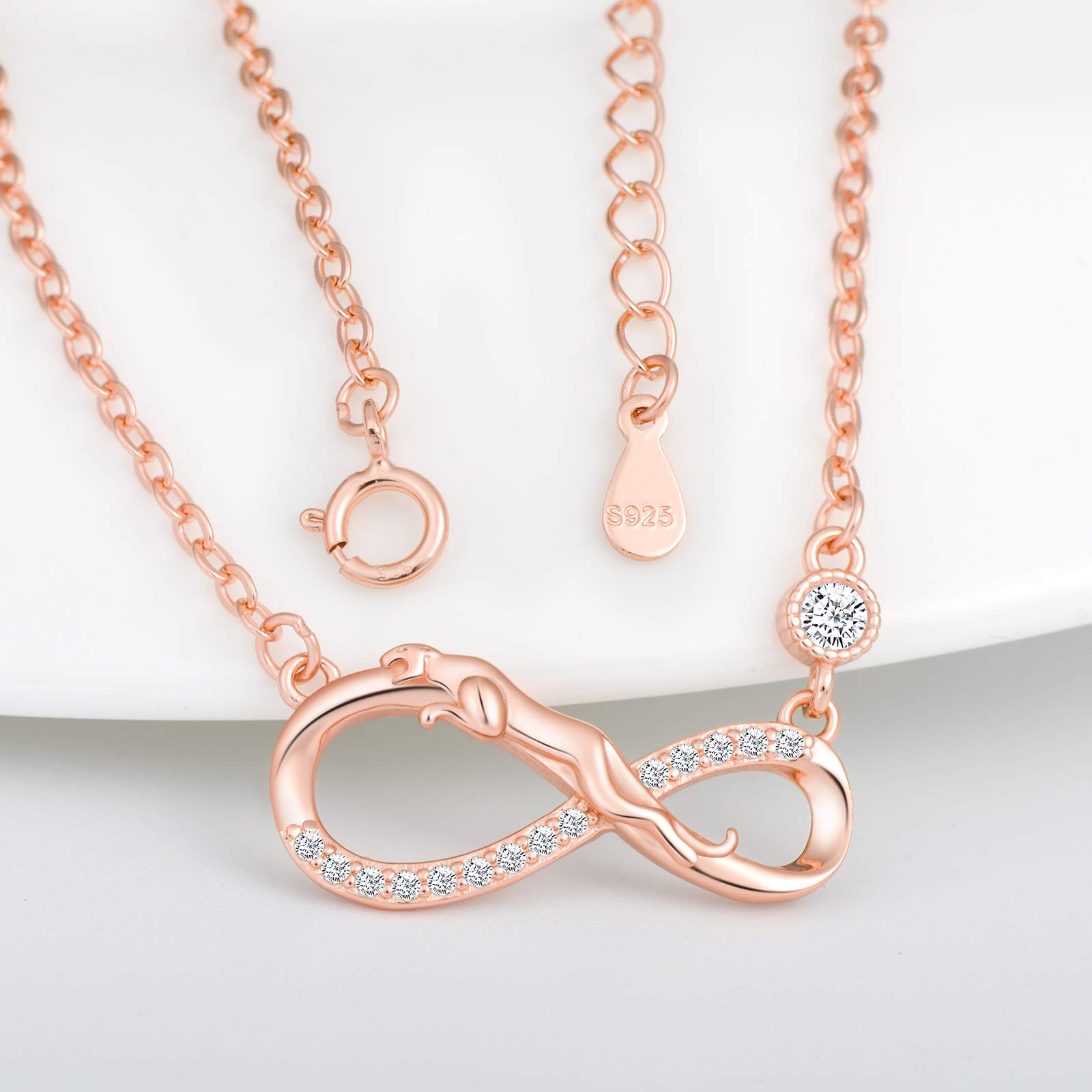 INFINIONLY Fashion Collana oro rosa infinito leopardo