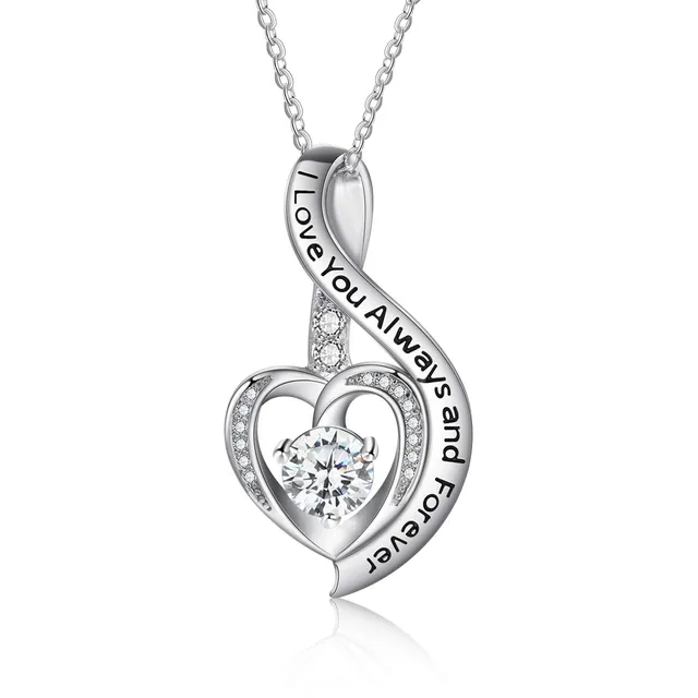 Jessemade Gioielli Collana Cuore Argento 925 Zirconi Mamma