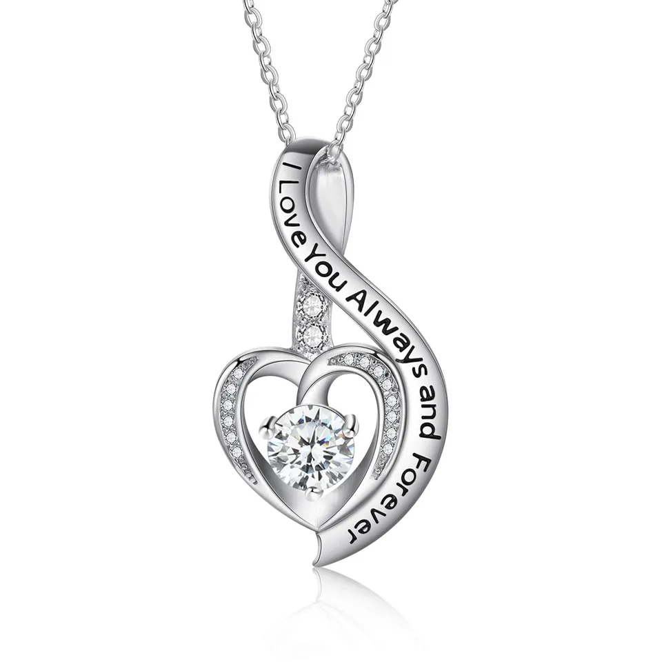 Jessemade Gioielli Collana Cuore Argento 925 Zirconi Mamma