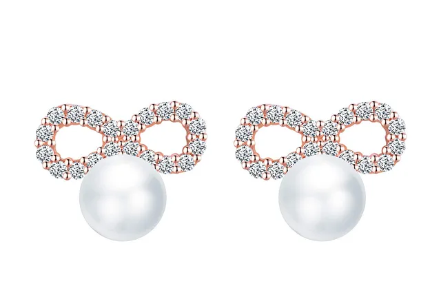 INFINIONLY Fashion Earrings orecchini perle infinito oro rosa