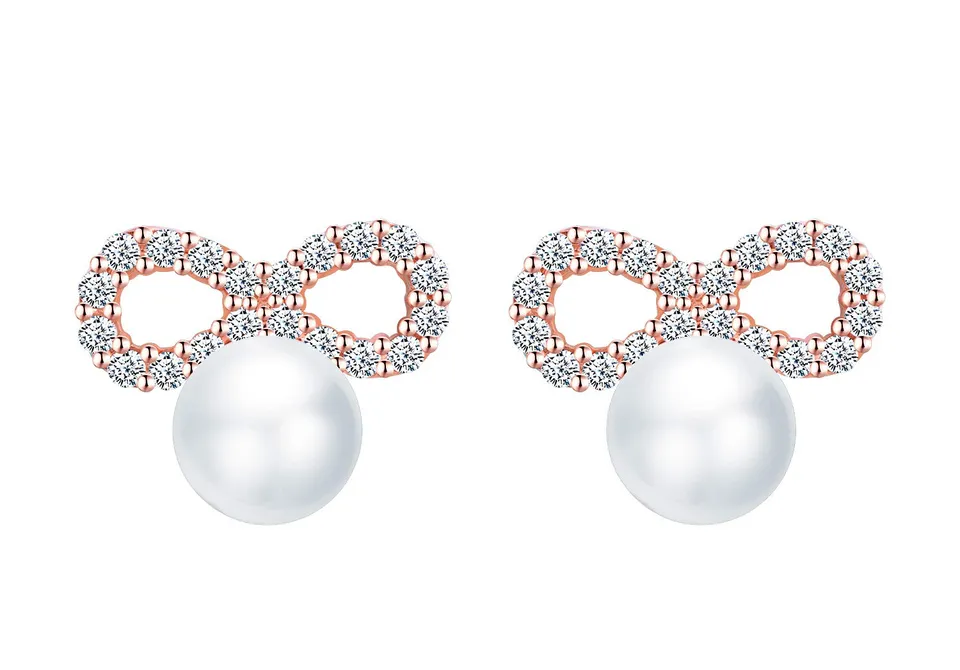 INFINIONLY Fashion Earrings orecchini perle infinito oro rosa