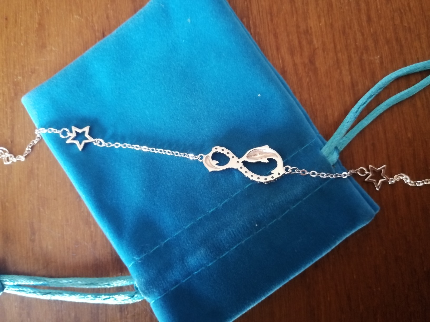 Infinionly B-diamante bracciale argento 925 infinito delfino zircone