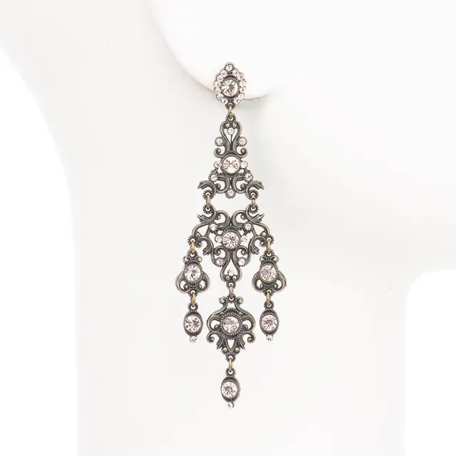 Chic Ad Hoc Orecchini Chandelier Vintage con Cristalli