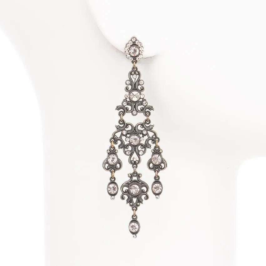 Chic Ad Hoc Orecchini Chandelier Vintage con Cristalli