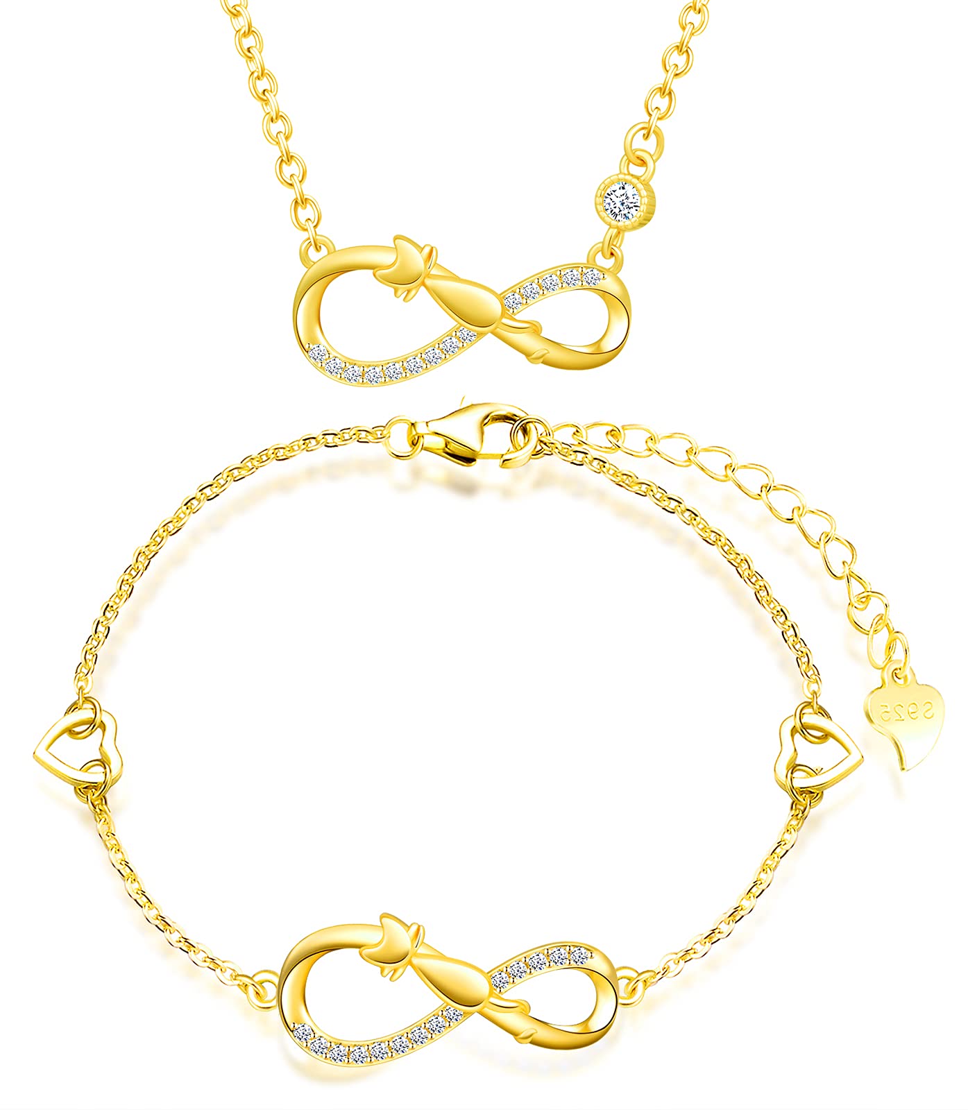 INFINIONLY Fashion Parure C Infinito Gatto Argento 925