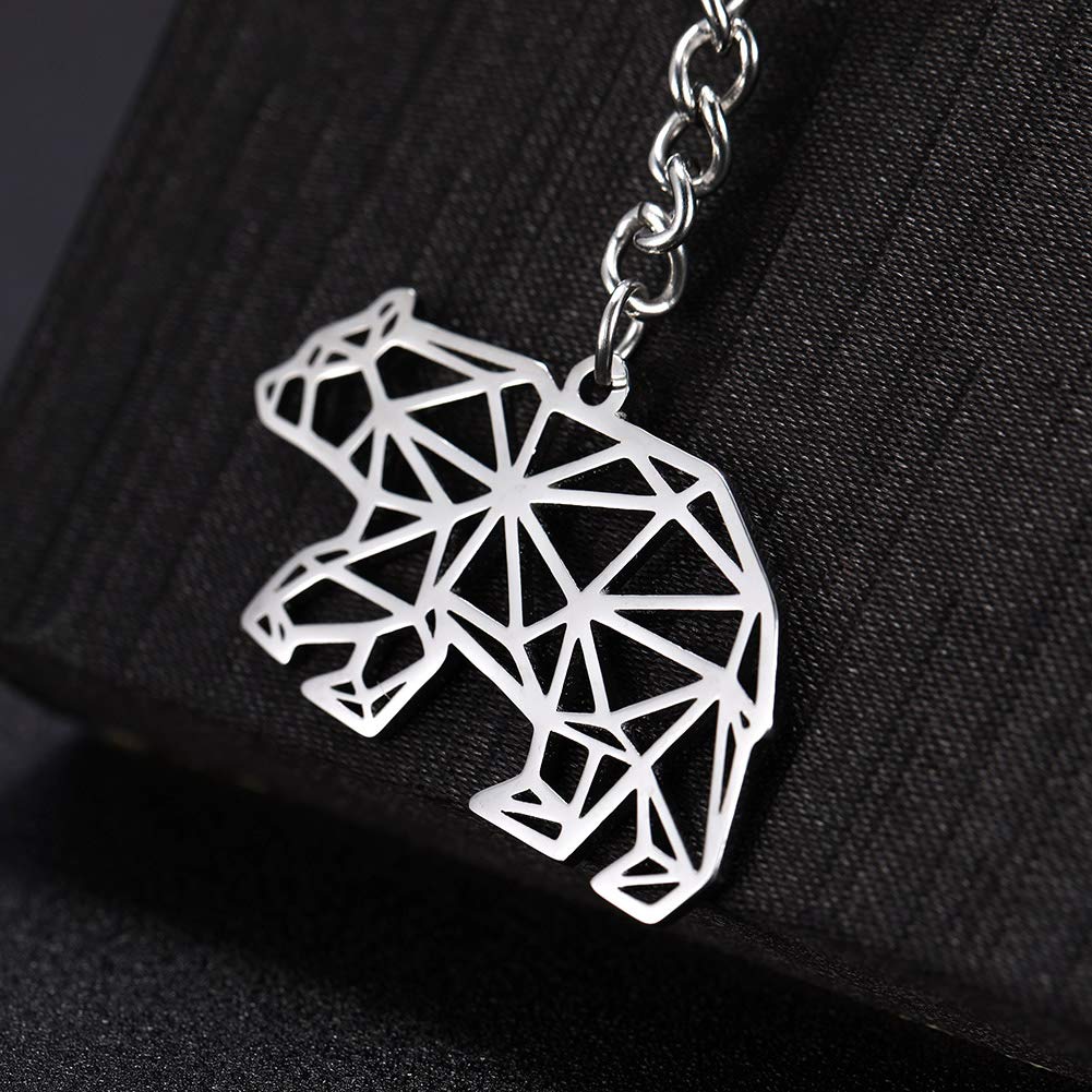 EUEAVAN Keyrings portachiavi orso acciaio inox