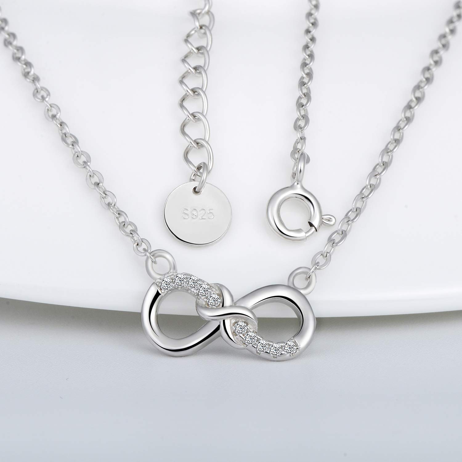 INFINIONLY Fashion Mini Infinito Collana Argento 925 Zircone