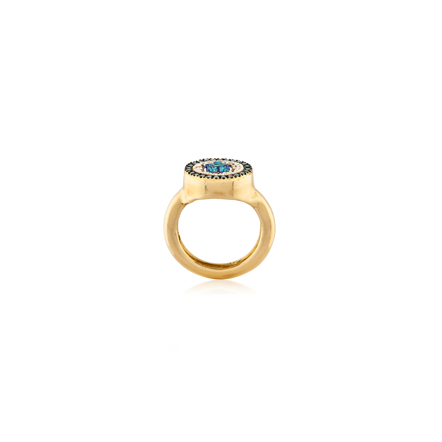 Le Sibille Sky Beetle Ring anello oro 18kt micromosaico