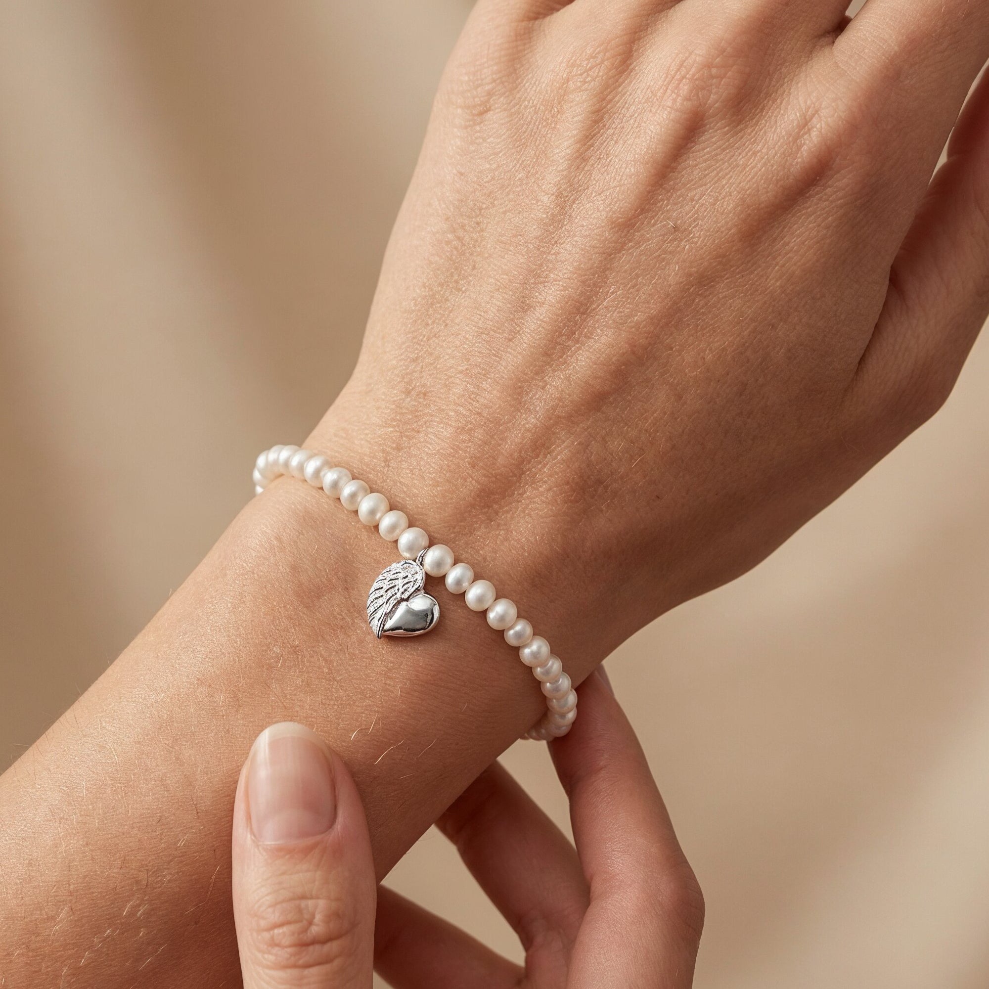 Engelsrufer Bracciale Perle Cuore Ali Argento 925