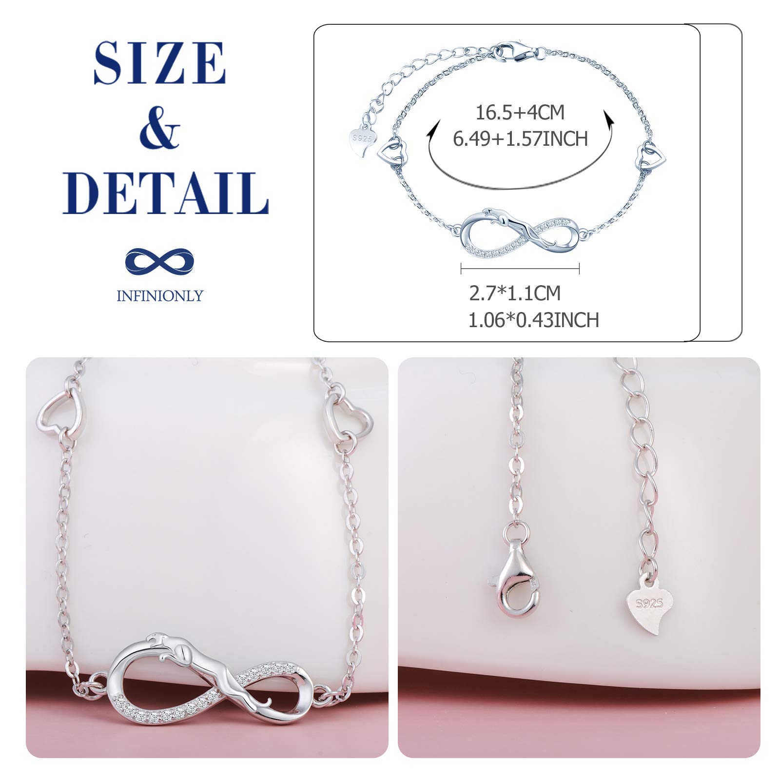 INFINIONLY Fashion Bracelets A-cuore bracciale argento leopardo cuore