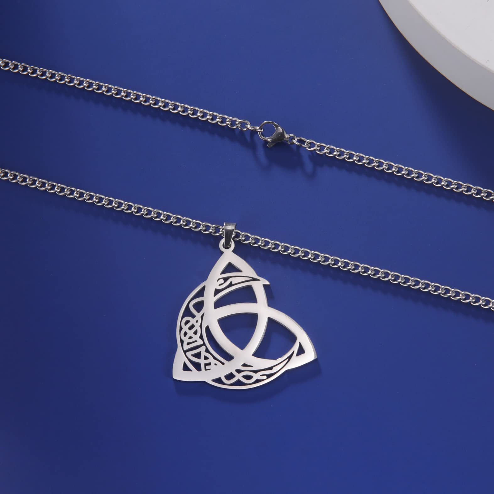 EUEAVAN Necklaces collana luna celtica mezzaluna Trinity vintage
