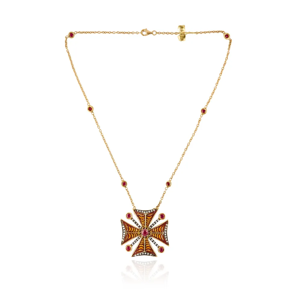 Le Sibille Malta collana oro 18kt rubini 1,92ct diamanti