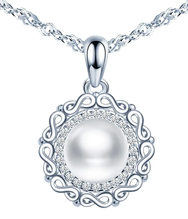 INFINIONLY Fashion collana perla fiore infinito zirconi