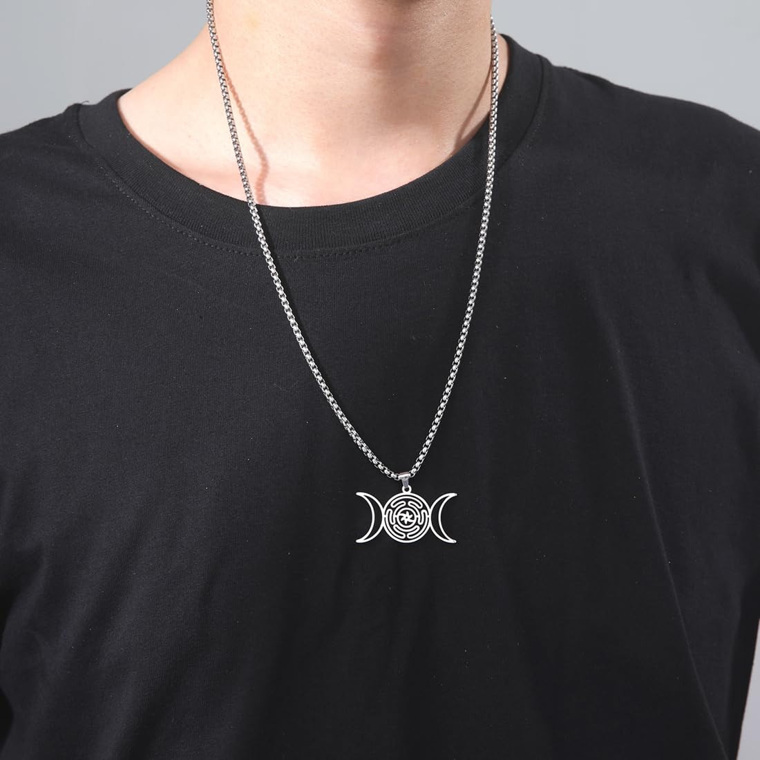 EUEAVAN collana ruota di Ecate argento amuleto wiccan
