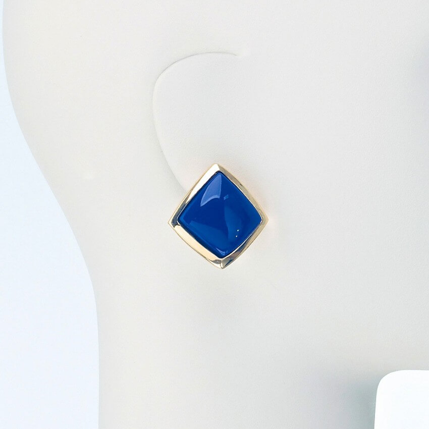 Chic Ad Hoc Orecchini clip blu oro pietra