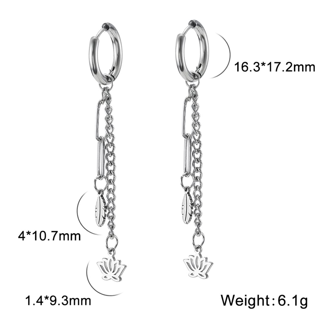 EUEAVAN Earrings Orecchini Loto Argento Pendenti Fiore