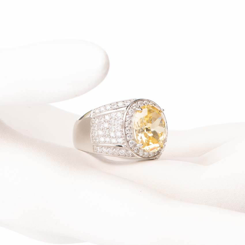 Chic Ad Hoc Anello Fascia Pietra Gialla Ovale