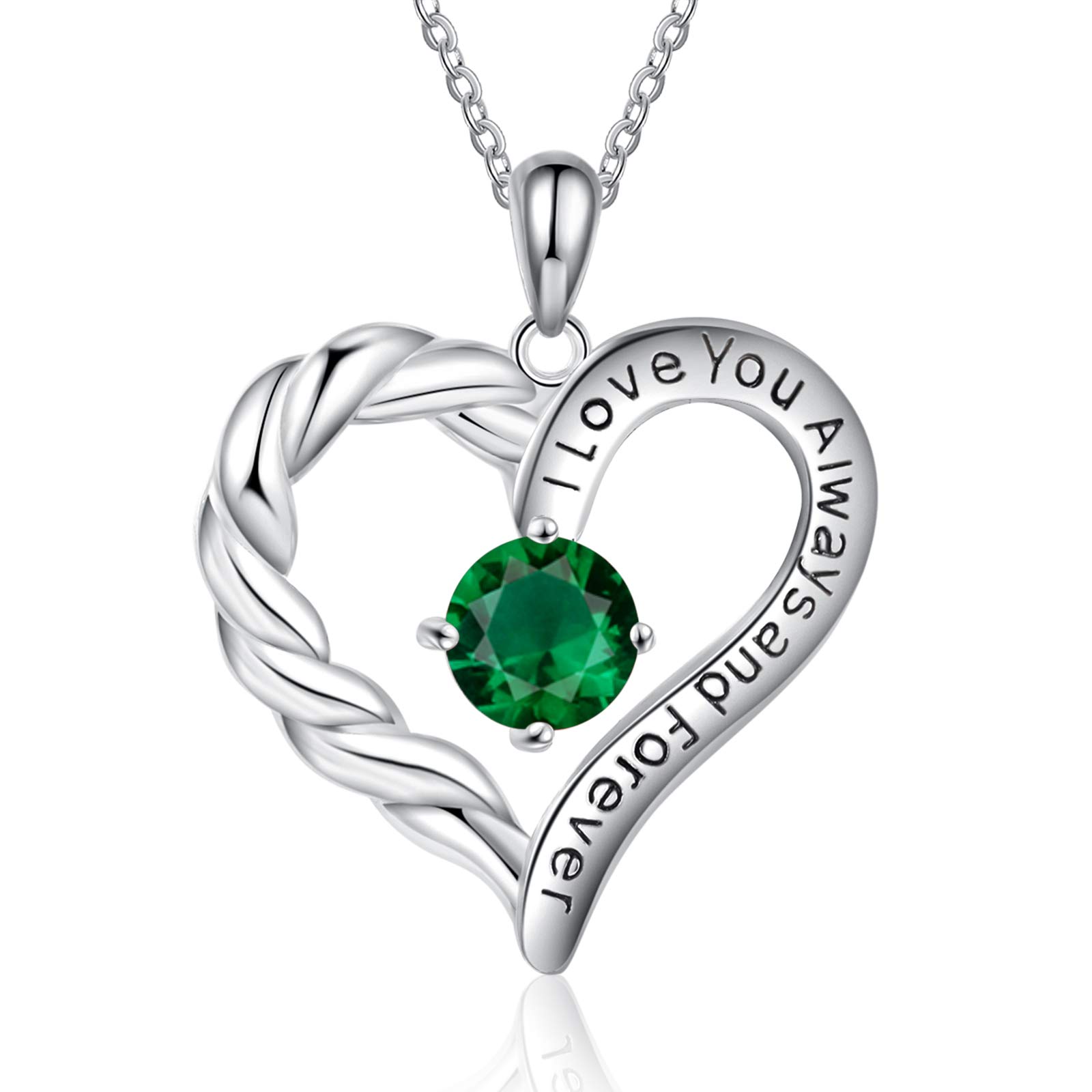 Jessemade Cuore collana argento 925 birthstone catena cuore