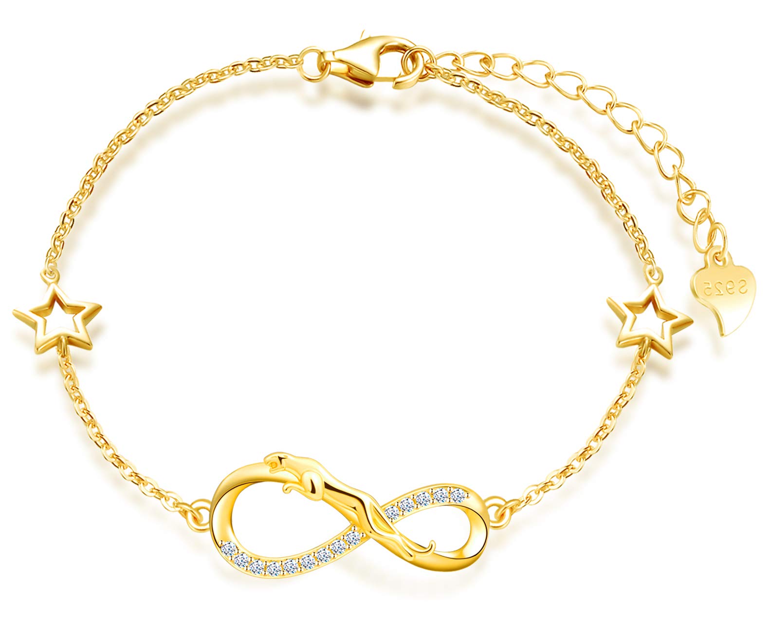 INFINIONLY Fashion Bracciale B-Diamante Leopardo Oro 925