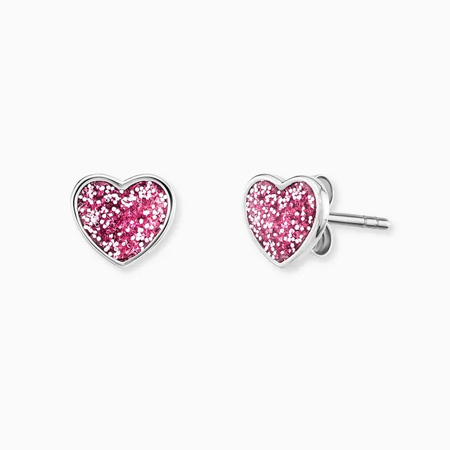 Engelsrufer Kinder orecchini cuore acciaio smalto rosa bambina